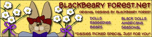 Dolls, raggedies, black dolls, bears, bunnies & more original designs by Blackbeary Forest